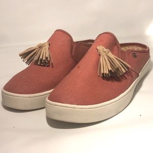NWOB • Spenco Orthotic Celine Rust Slip Ons with Decorative Tassel • Sz W9